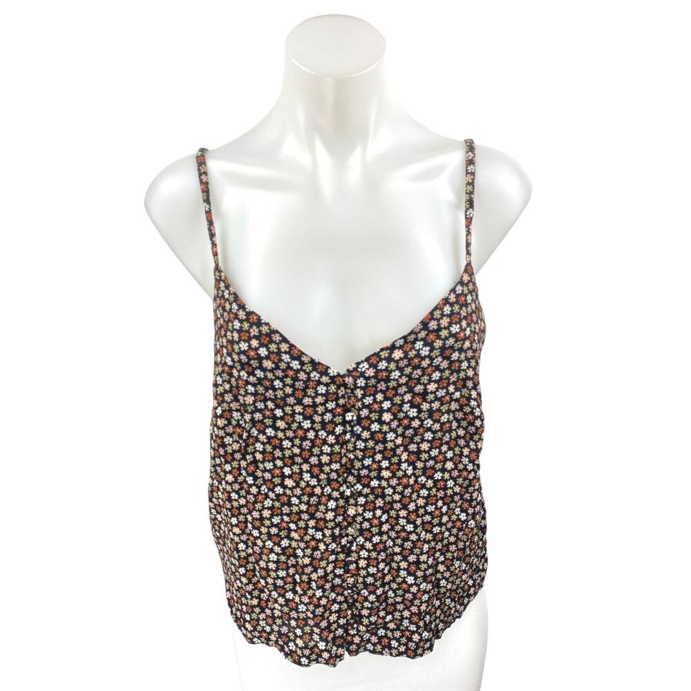 Madewell Multicolor Floral Sleeveless Cami Camisole Button V-neck Tank Top Sz 6